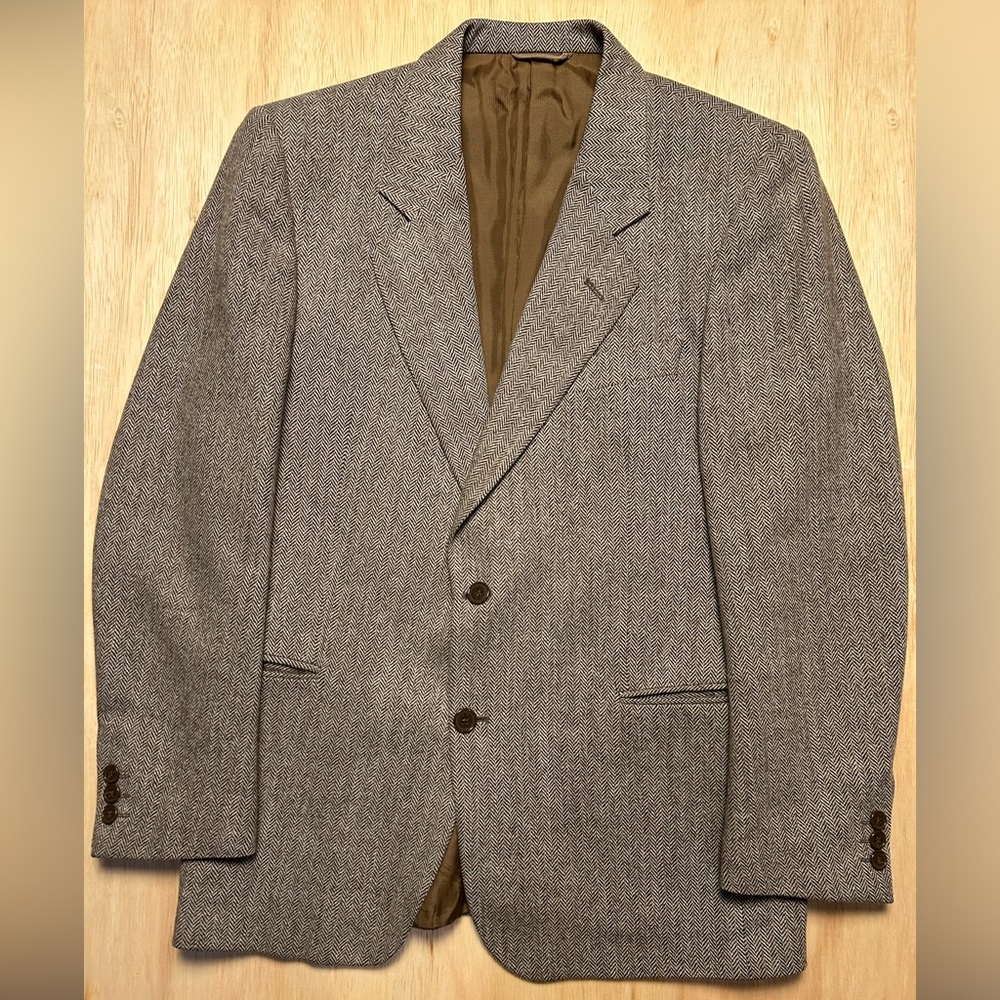 VTG Mike D’Antoni Moessmer Wool Brown Herringbone Sport Coat Blazer 40S (Flaws)